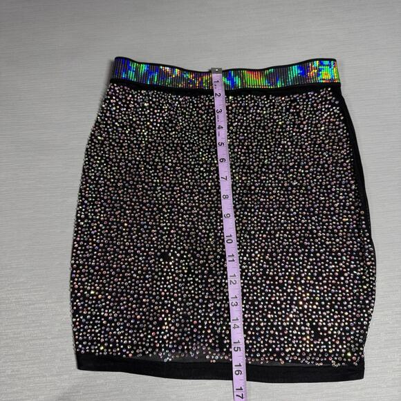 Hot & Delicious Black Silver Rhinestone Mini Skirt Binkini Bottom Womens Medium - Picture 6 of 6